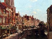 unknow artist Townsfolk shopping along the Oudegracht, Utrecht, The Netherlands Sweden oil painting artist